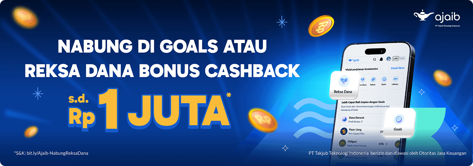 Nabung di Goals atau reksa dana bonus cashback sampai dengan 1 juta